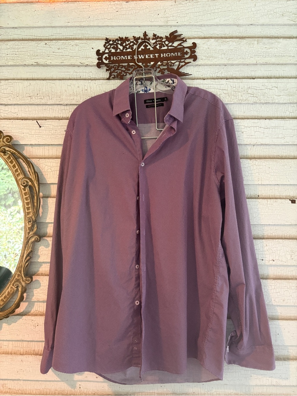 Oliver + Harris Men's Lavender Micro-Pattern Button-Up Shirt